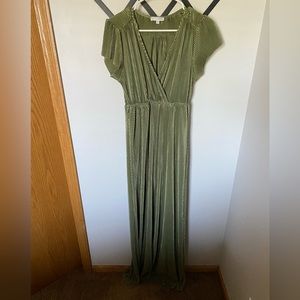 Athena Sage Pleated Maxi Dress